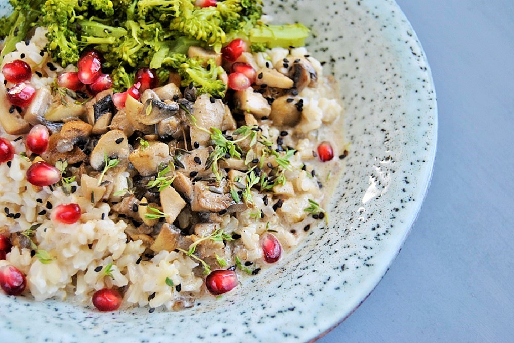 Naturreis mit Champignon Kokos Sauce